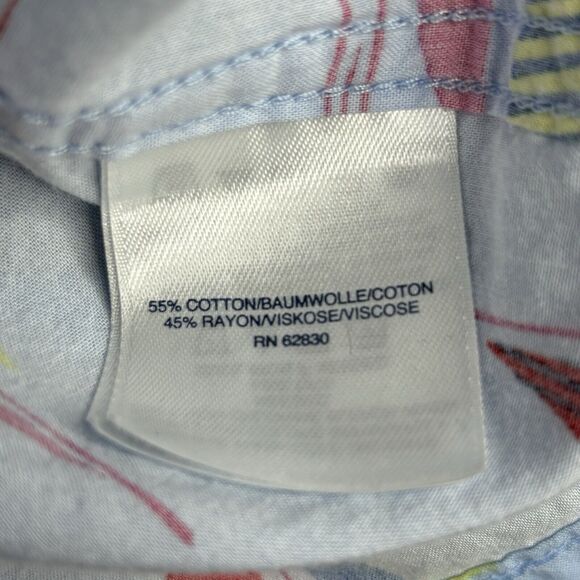 Lands End Shirt Mens XL 46-48 Sail Boats Nautical Blue‎ Button Up Short Sleeve - Picture 10 of 12